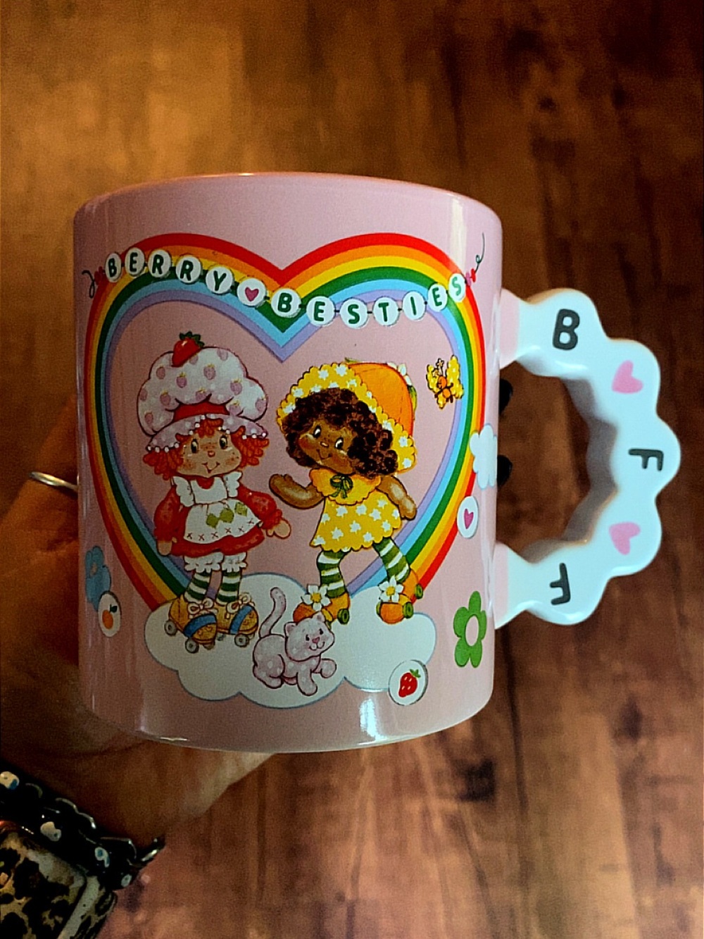 Pink Strawberry Besties Ceramic Mug - Cute Rainbow Design
